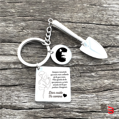 Llavero cuadrado círculo + Pala 3D personalizado
