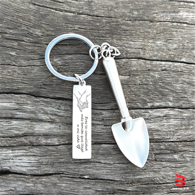 Llavero rectangular delgado + Pala 3D personalizado