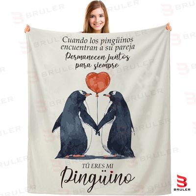 Cobija personalizada Love Pingüinos