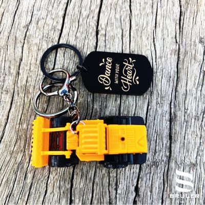 Llavero  grande negro con retroexcavadora 3D personalizado