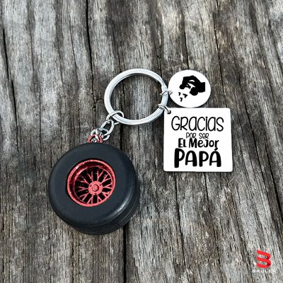 Llavero cuadrado círculo + Rueda 3D personalizado