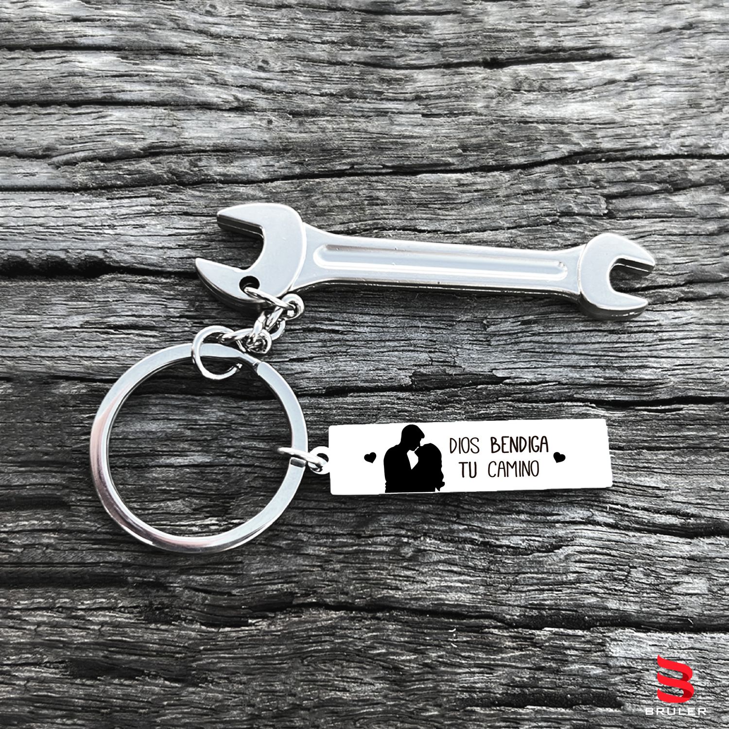 Llavero rectangular delgado + Llave 3D personalizado