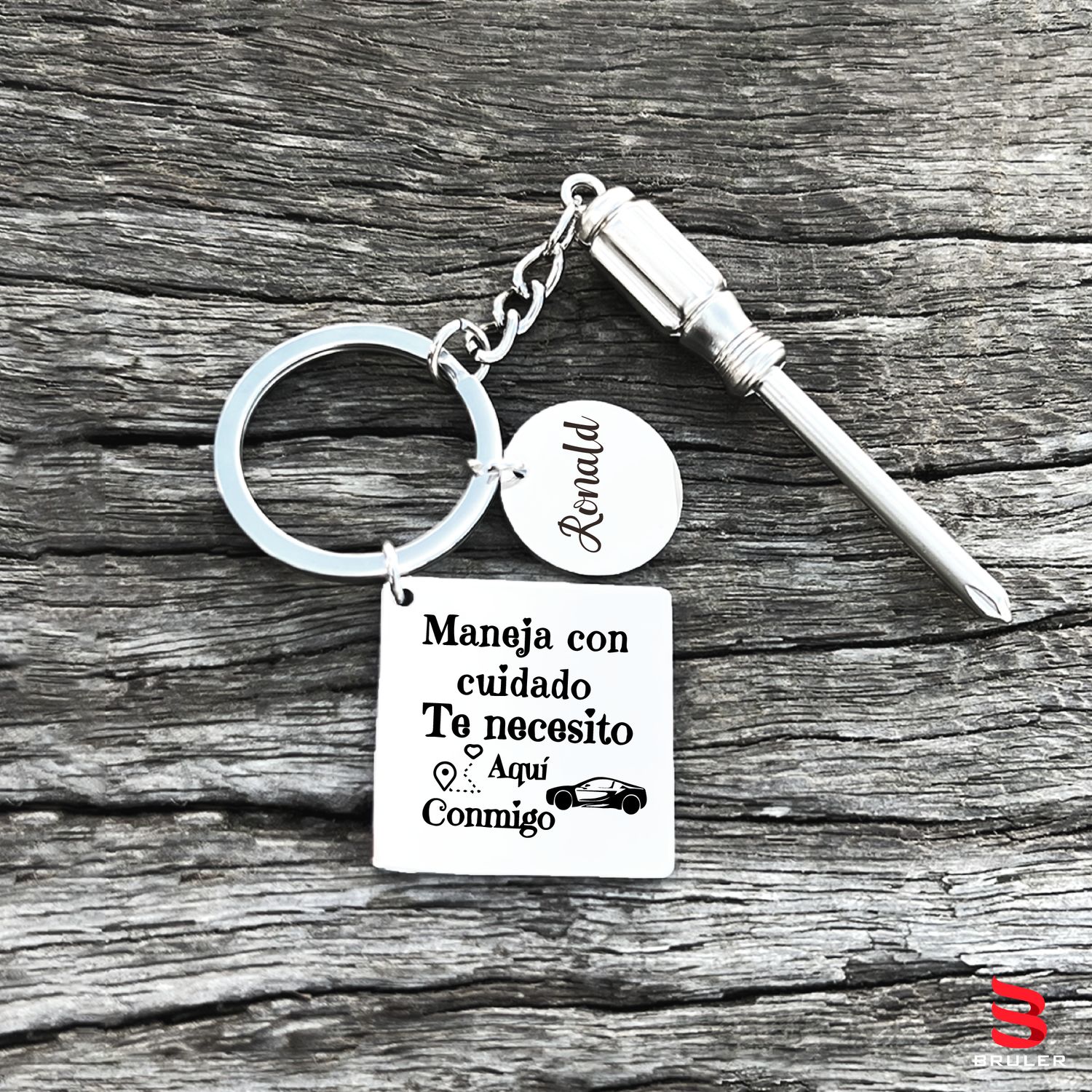 Llavero cuadrado círculo + Destornillador 3D personalizado