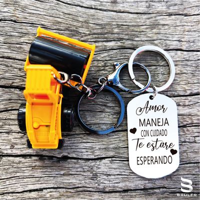 Llavero rectangular grande con aplanadora 3D personalizado