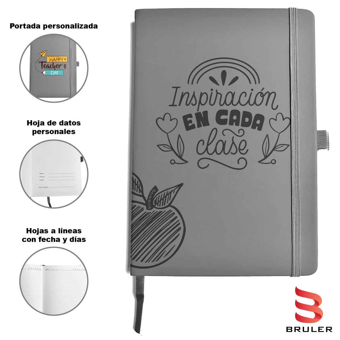 Cuaderno gris A5 día del Maestro