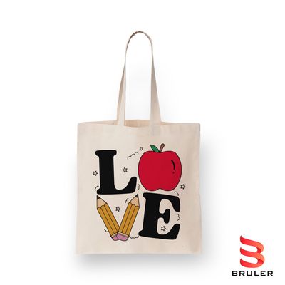 Bolso en lienzo Teacher Love 30x40cm