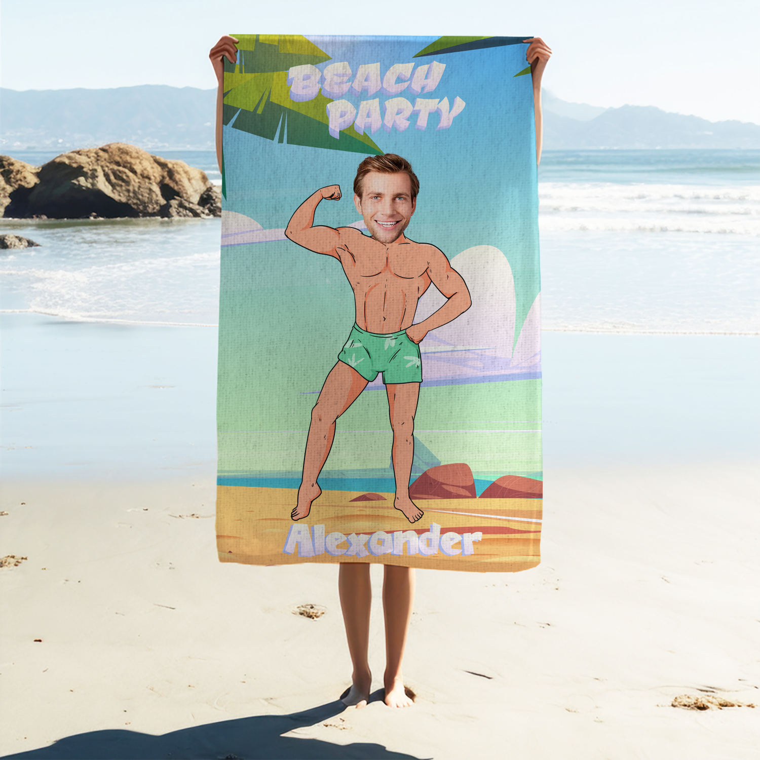 Toalla personalizada Hombre en la playa