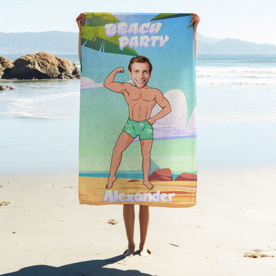 Toalla personalizada Hombre en la playa