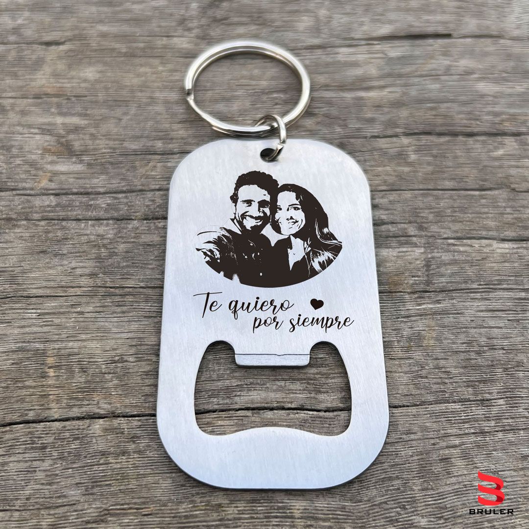 Llavero destapador fotograbado acero inoxidable personalizado