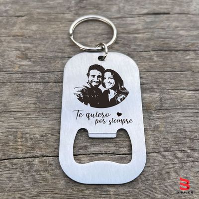 Llavero destapador fotograbado acero inoxidable personalizado
