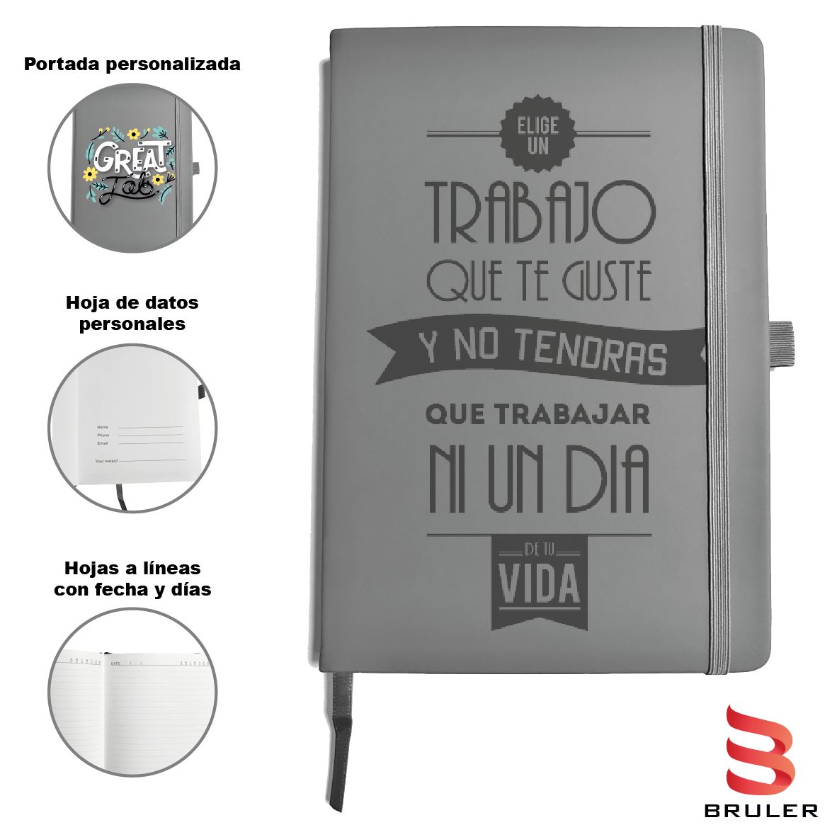 Cuaderno gris A5 día del Trabajador