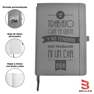 Cuaderno gris A5 día del Trabajador