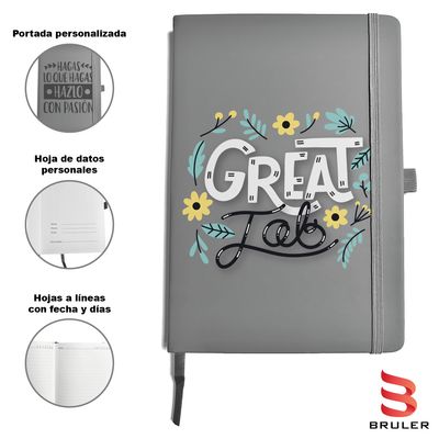 Cuaderno gris A5 día del Trabajador full color