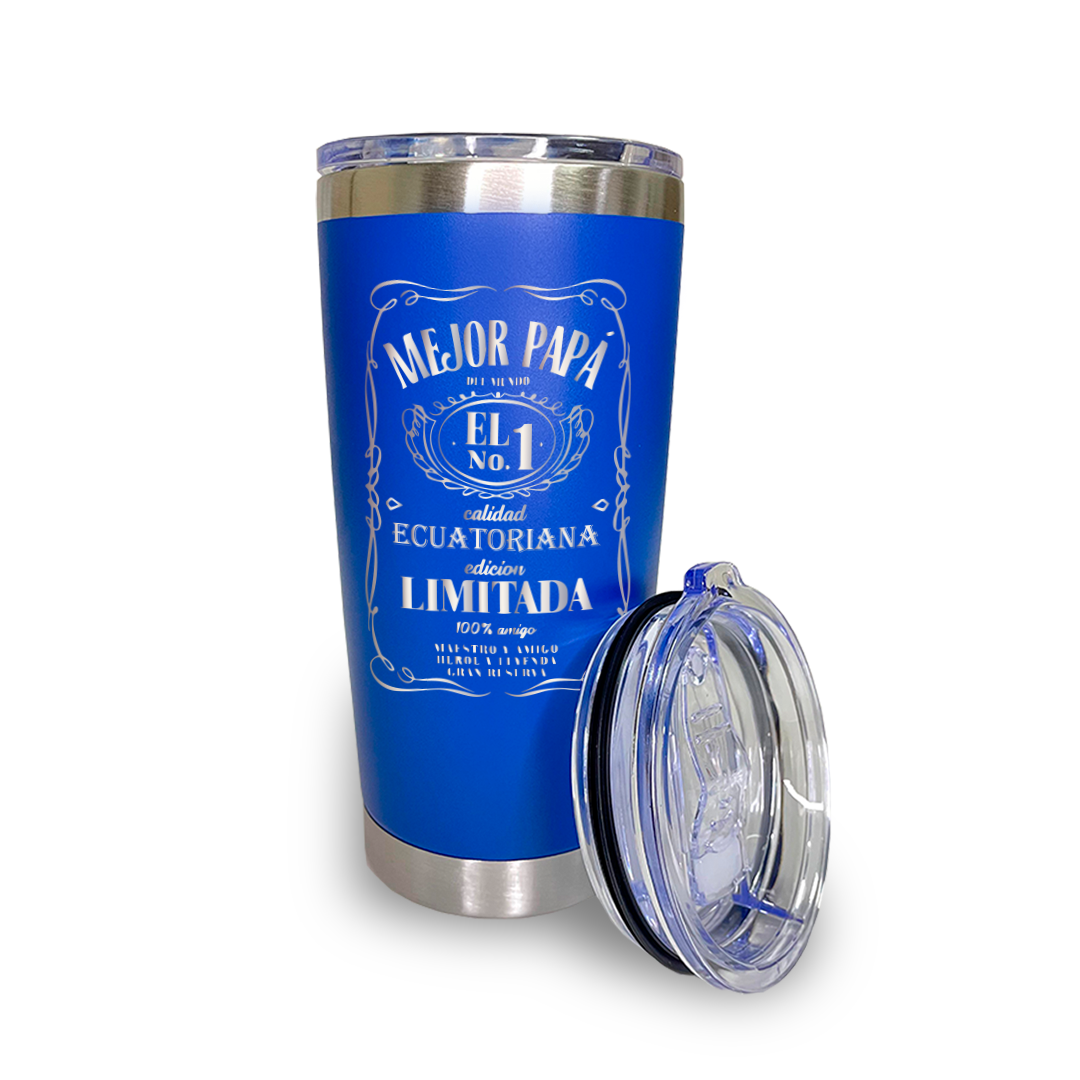Tumbler 20 oz azul personalizado día del padre