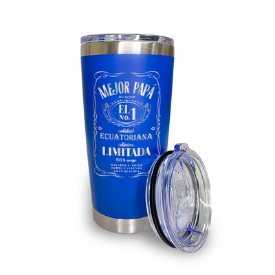 Tumbler 20 oz azul personalizado día del padre