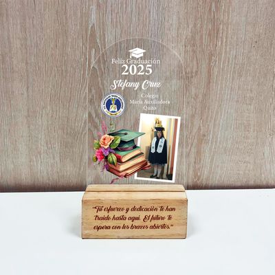 Placa acrilico transparente reconocimiento de graduación