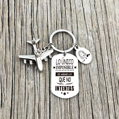 Llavero rectangulo ovalo con avión 3D personalizado