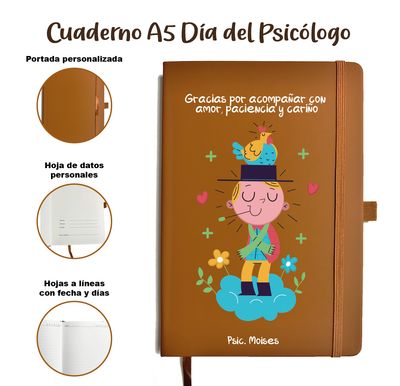 Cuaderno café A5 día del Psicólogo