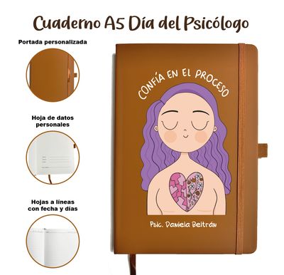 Cuaderno café A5 día del Psicólogo