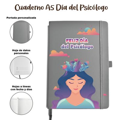 Cuaderno gris A5 día del Psicólogo