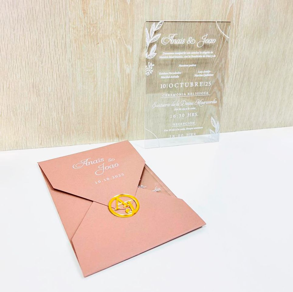 Tarjetas de invitación en acrílico impresión blanca