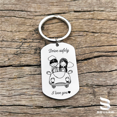 Llavero rectangular grande acero inoxidable plateado