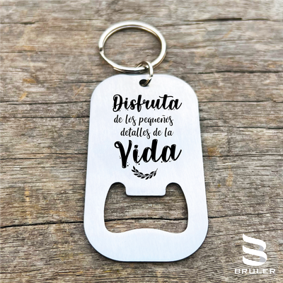 Llavero destapador fotograbado acero inoxidable personalizado