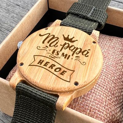 Reloj de madera bambú atacama correa de fibras