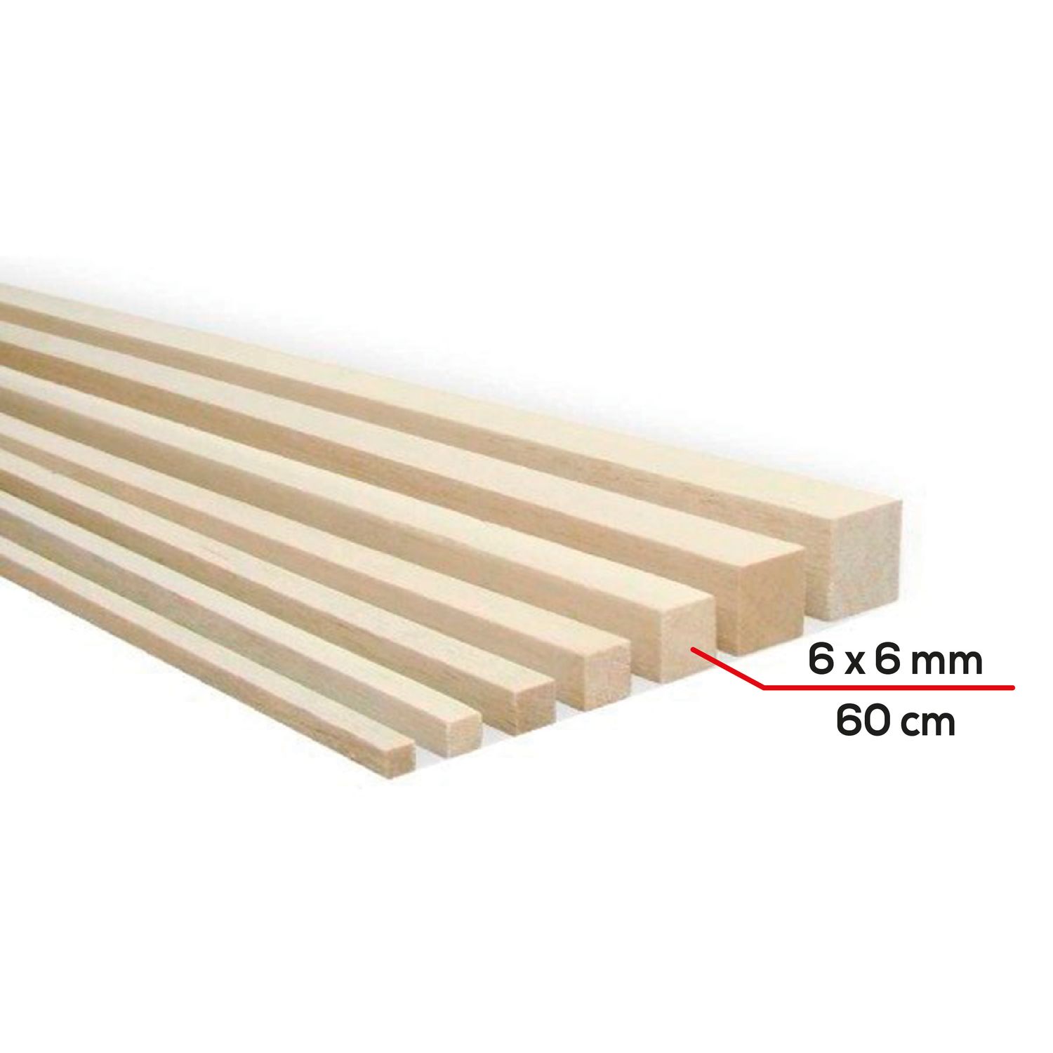 Palo de balsa 6x6mm x 60cm