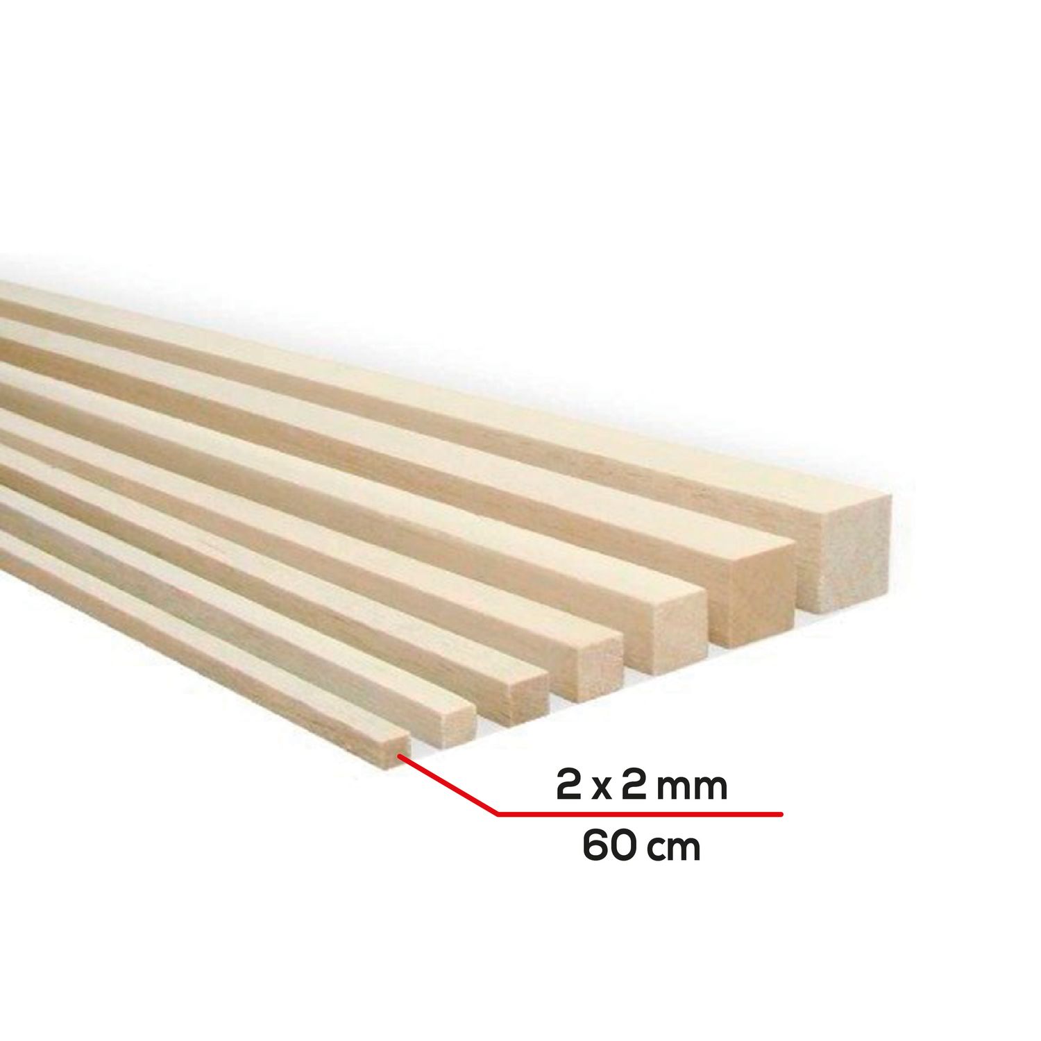 Palo de balsa 2x2mm x 60cm