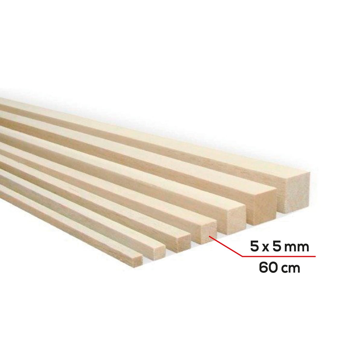 Palo de balsa 5x5mm x 60cm