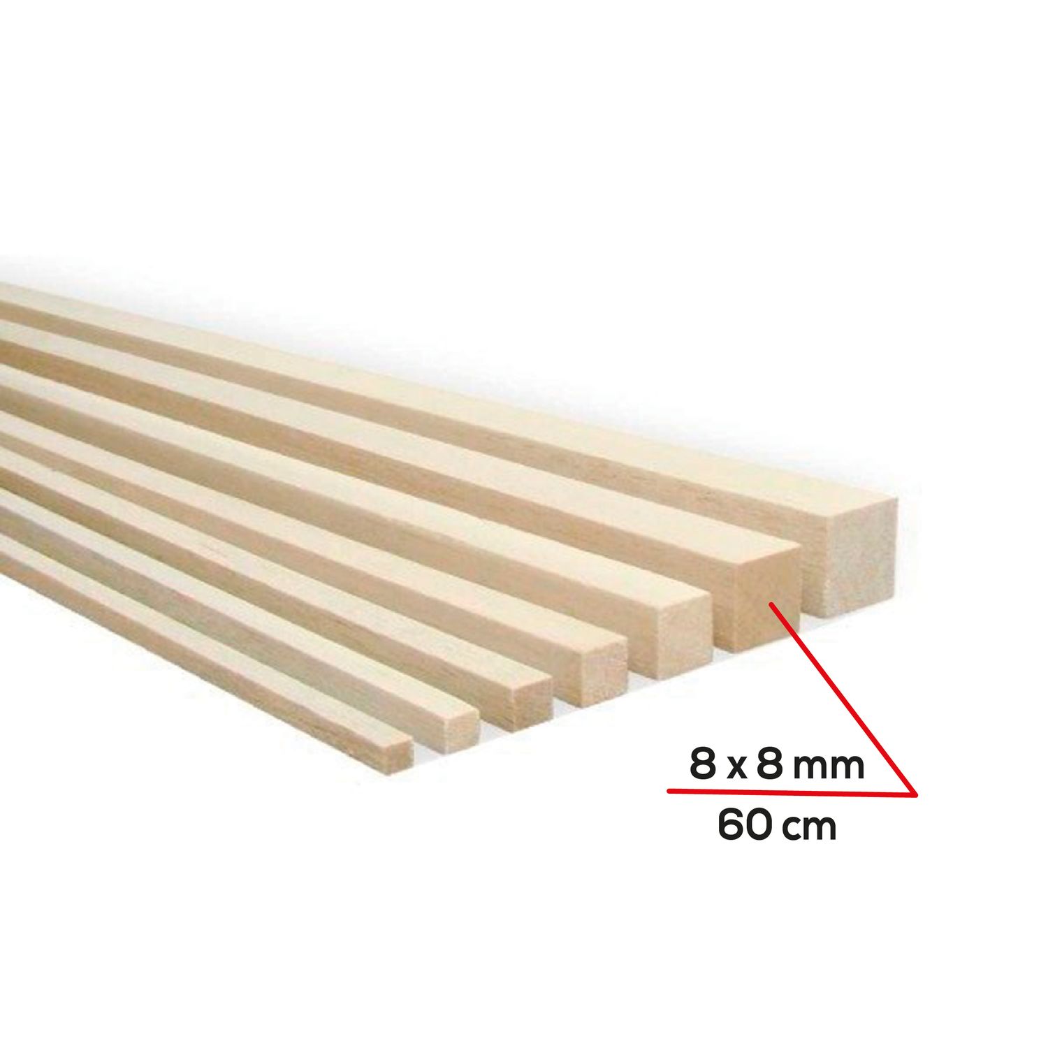 Palo de balsa 8x8mm x 60cm