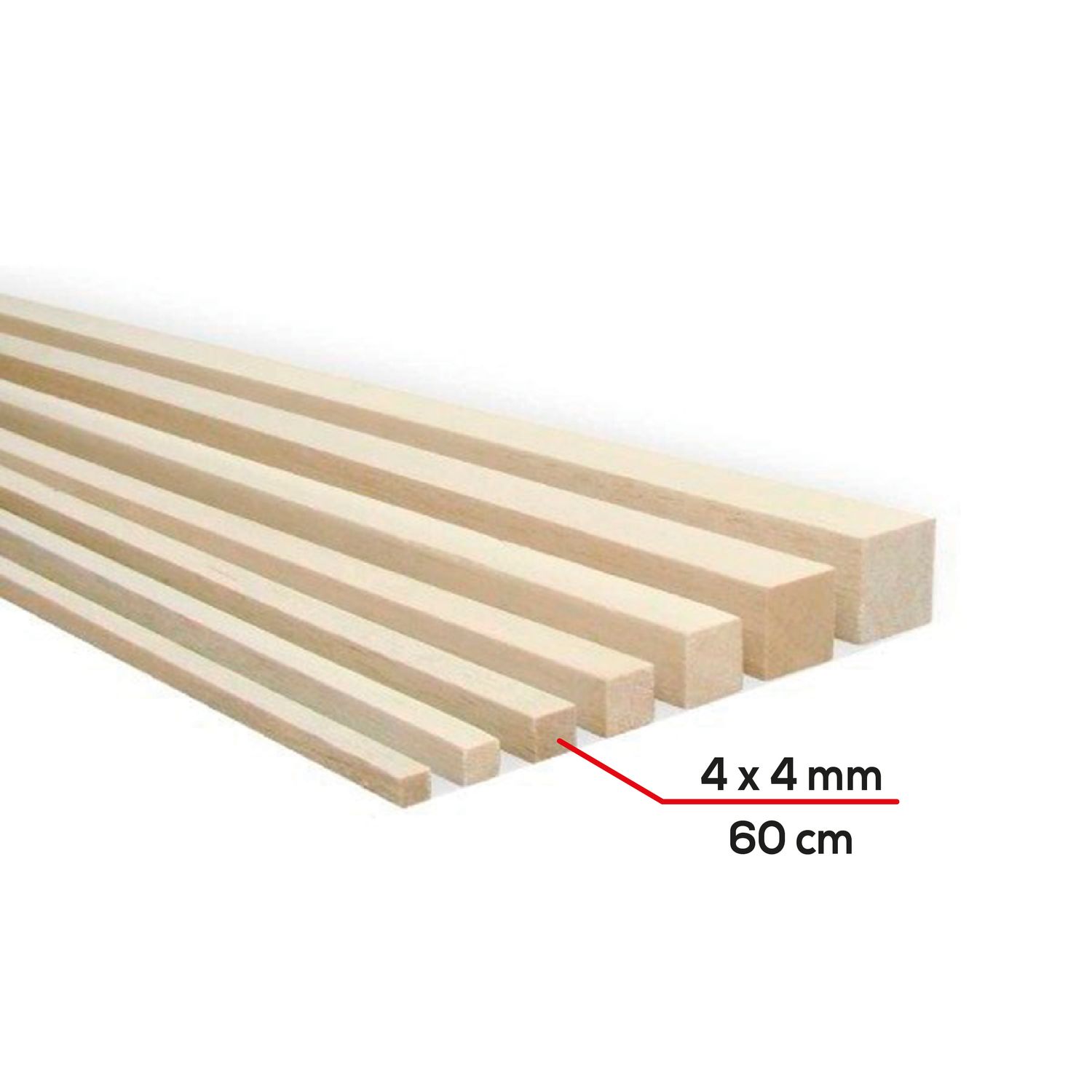 Palo de balsa 4x4mm x 60cm
