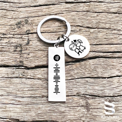 Llavero rectangular pequeño con círculo acero inoxidable spotify