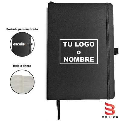 Cuaderno A5 pasta negra personalizada