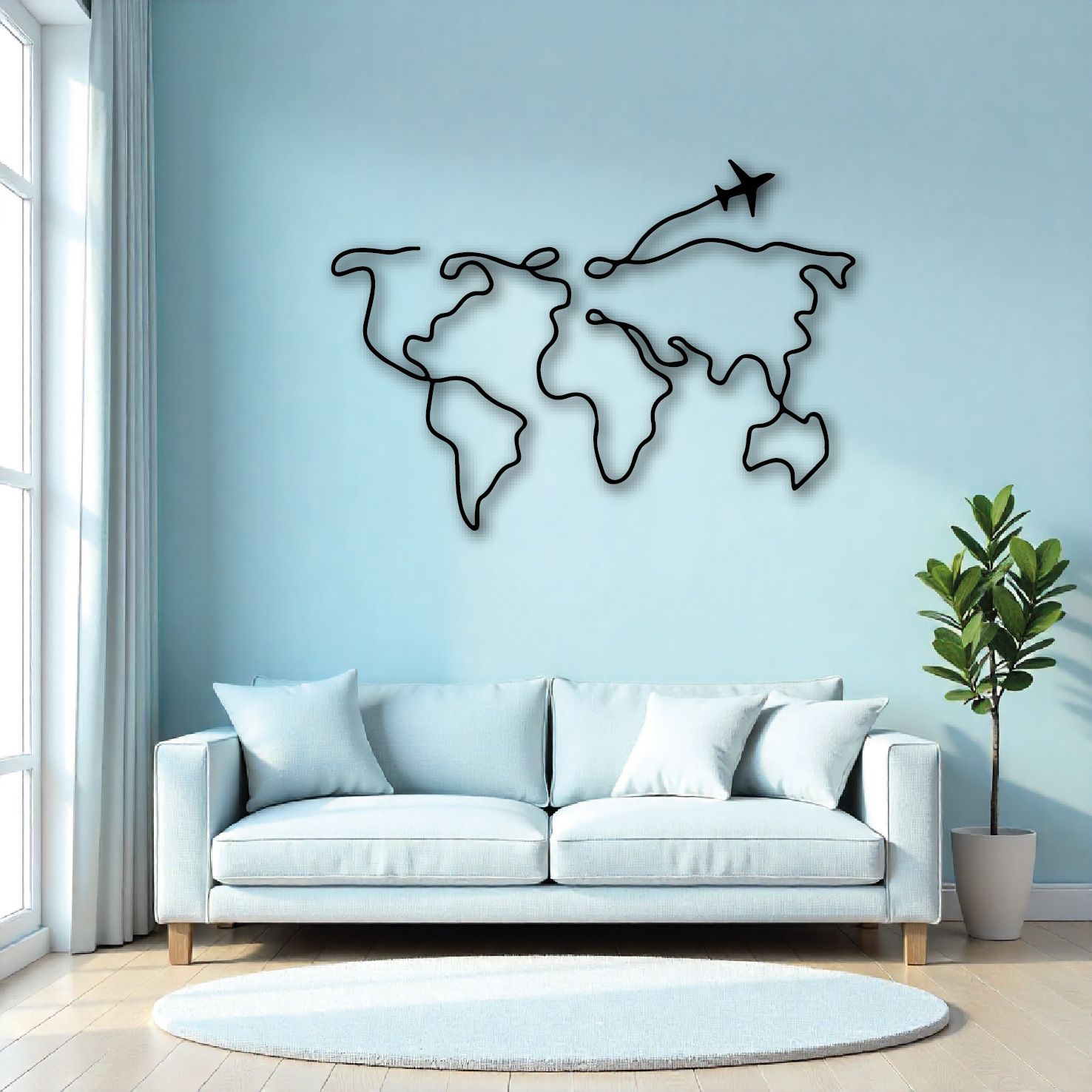 Cuadro decorativo Mapa viaje en metal 120x85cm