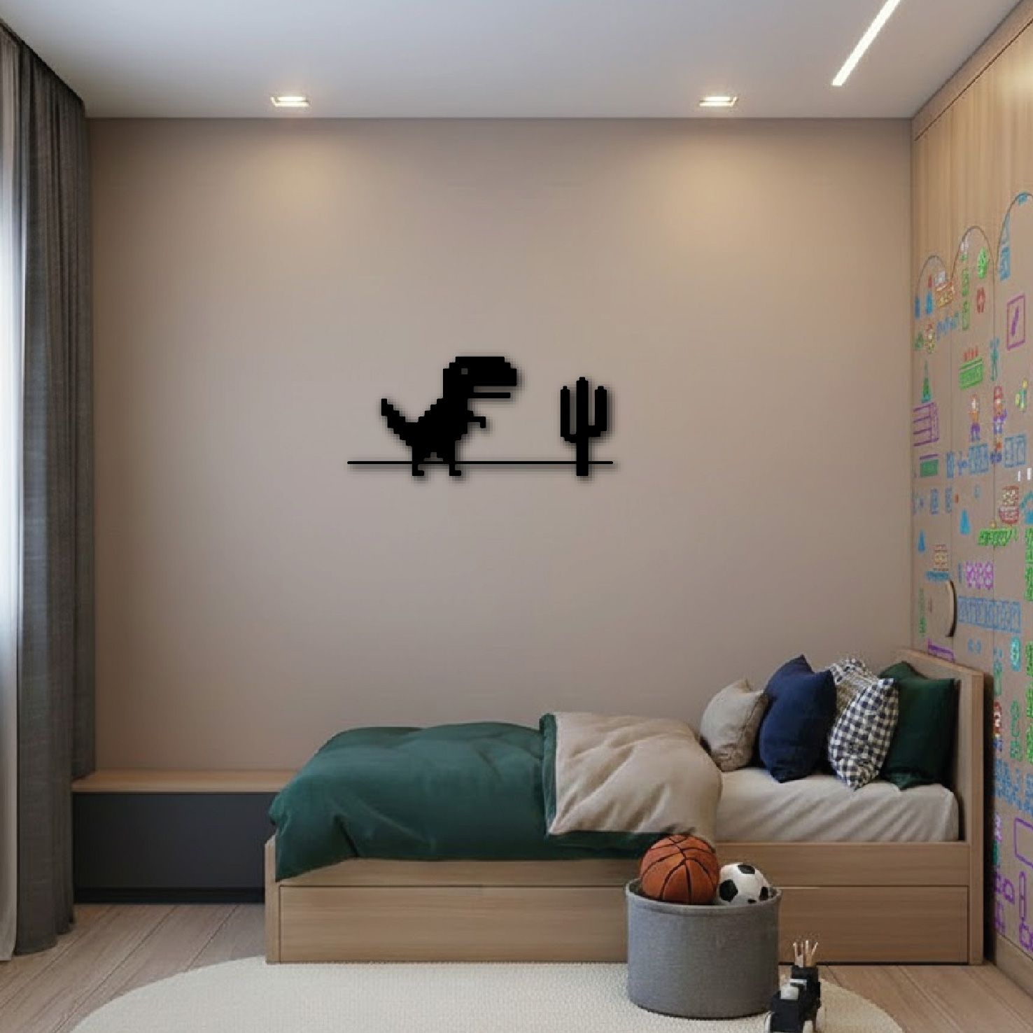 Cuadro decorativo Dinosaurio en metal 100x45 cm