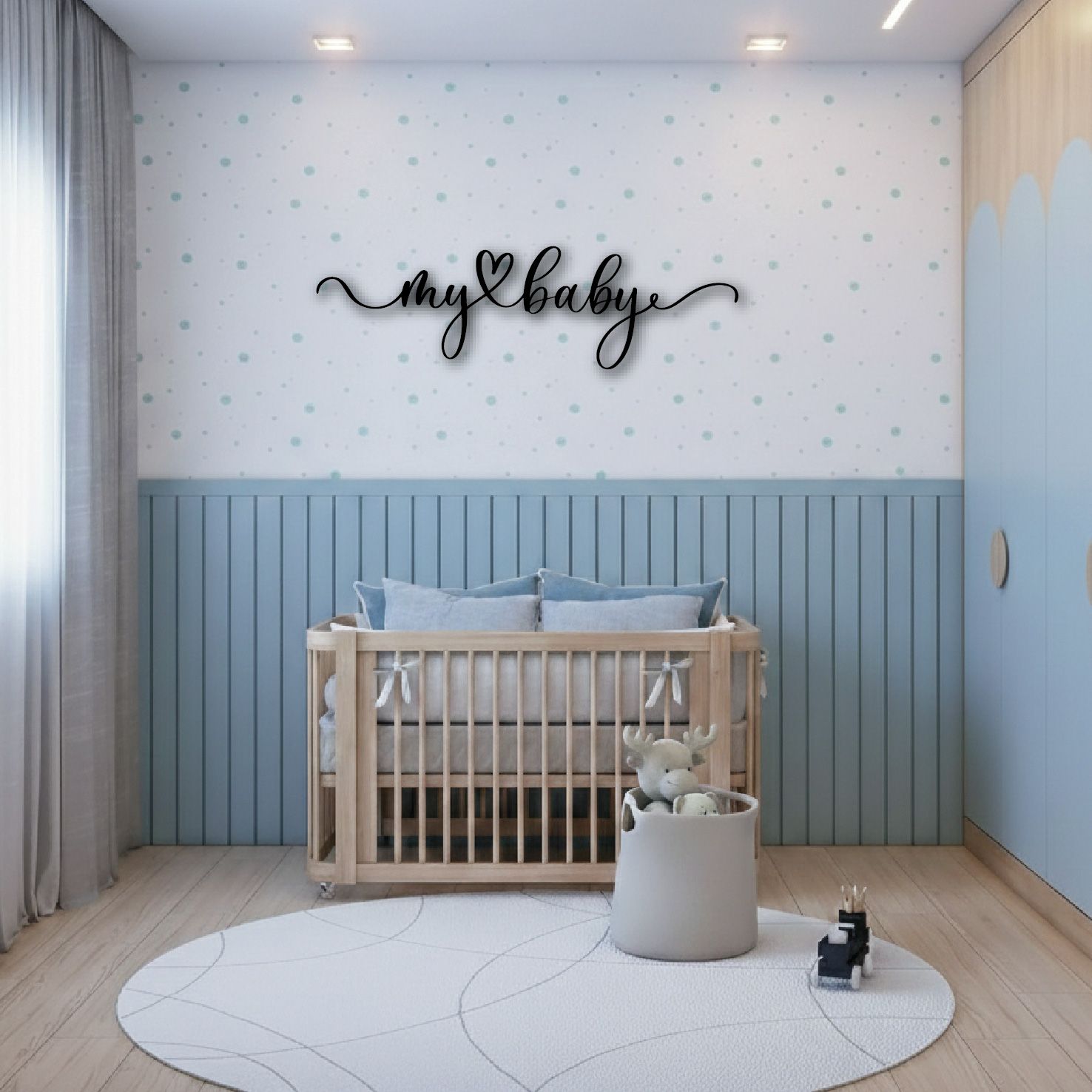Cuadro decorativo My baby en metal 120x35 cm