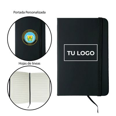 Cuaderno A6 pasta negra personalizada