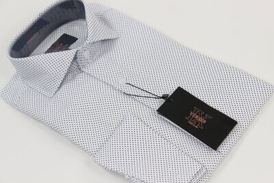 Black & White Pindot British Spread Collar Shirt with French Cuff