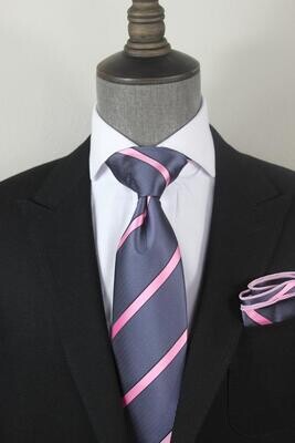 Power Stripe D9 - Silk Tie & Pocket Square
