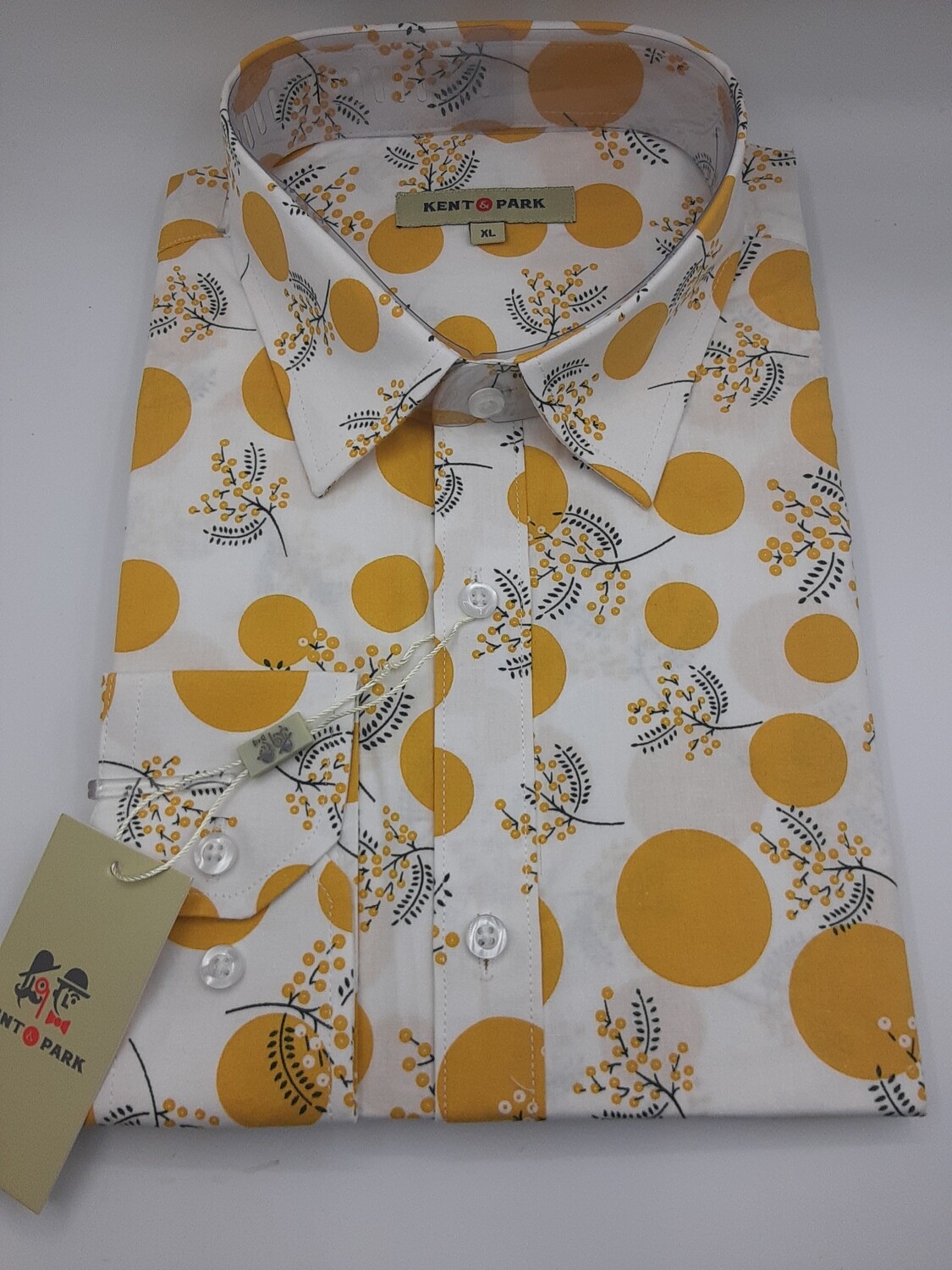 Kent &amp; Park Gold/White Designer Shirt, polo: Small
