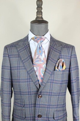 Verse9 Two PC'S Single Breasted Blue Plaid Suit (Regular)