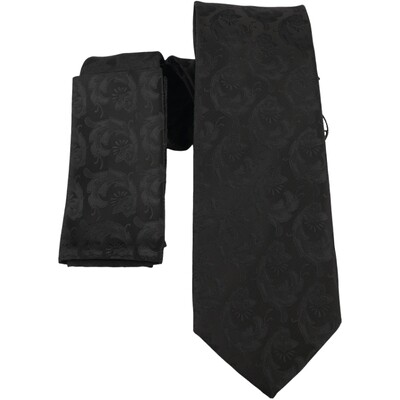 Black A1 Silk Tie and Hanky