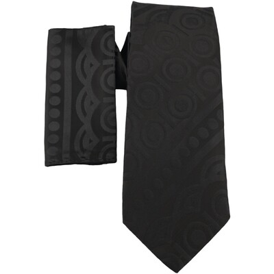 Black A4 Silk Tie and Hanky