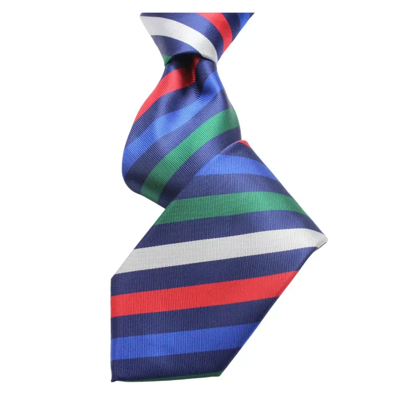 Angola Stripe A8 | Multi Color Blue | Tie &amp; Pocket Square