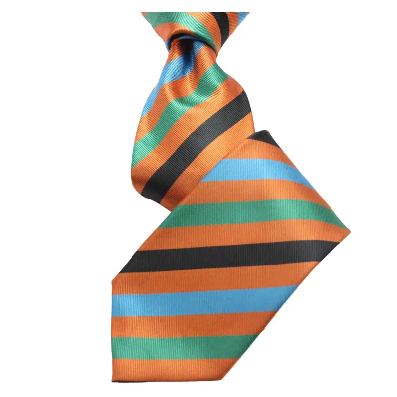 Angola Stripe A5 | Multi Color Rust| Tie &amp; Pocket Square