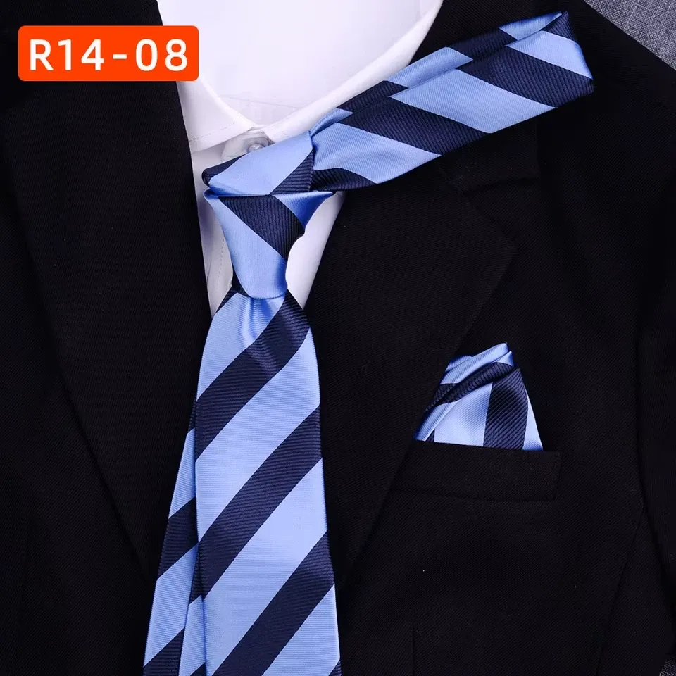 Quality Men&#39;s Business Necktie Pocket Square Set (Narrow tie)