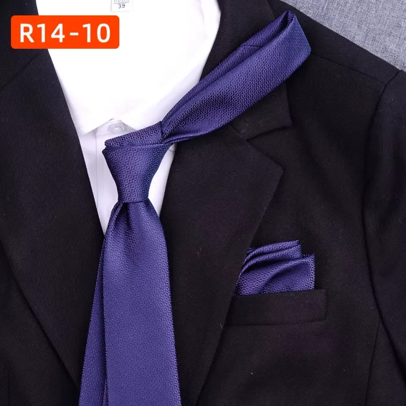 Quality Men&#39;s Business Necktie Pocket Square Set (Narrow tie)
