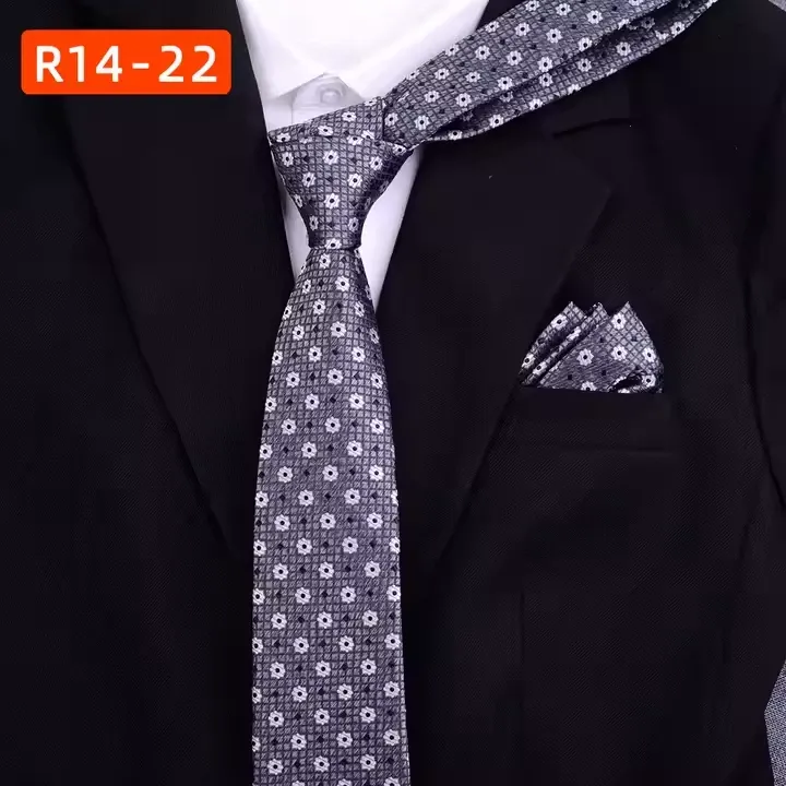 Quality Men&#39;s Business Necktie Pocket Square Set (Narrow tie)